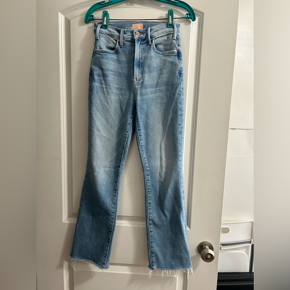 MOTHER The Hustler Jeans Ankle California Cruiser Light Wash Size 24 raw hem‎